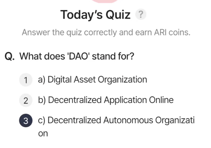 ARI Wallet Daily Quiz Answer 6 April 2025 (AriChain)
